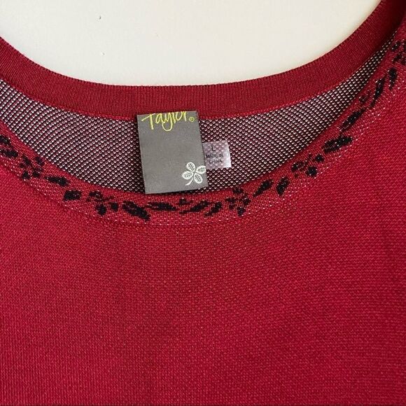 Taylor Women’s Sz L Scoop Neck Floral Fit & Flare Sweater Dress - Picture 3 of 14